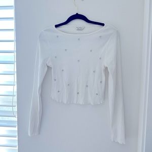 Long sleeve crop top with embellishments